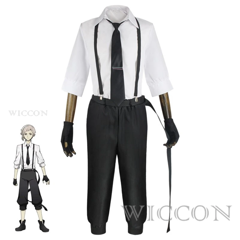 BSD Atsushi Nakajima costumi Cosplay camicie pantaloni Set Anime Cosplay uniforme parrucca Halloween vestiti della festa di natale