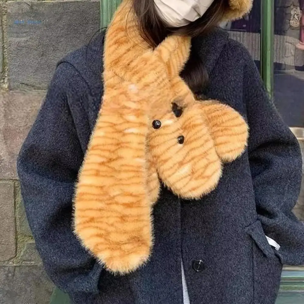 Милый мягкий теплый шарф-ушанка в стиле котенка Harajuku с леопардовым принтом Y2K, шарф-наушник, милые субкультуры, зимние наушники для катания на лыжах