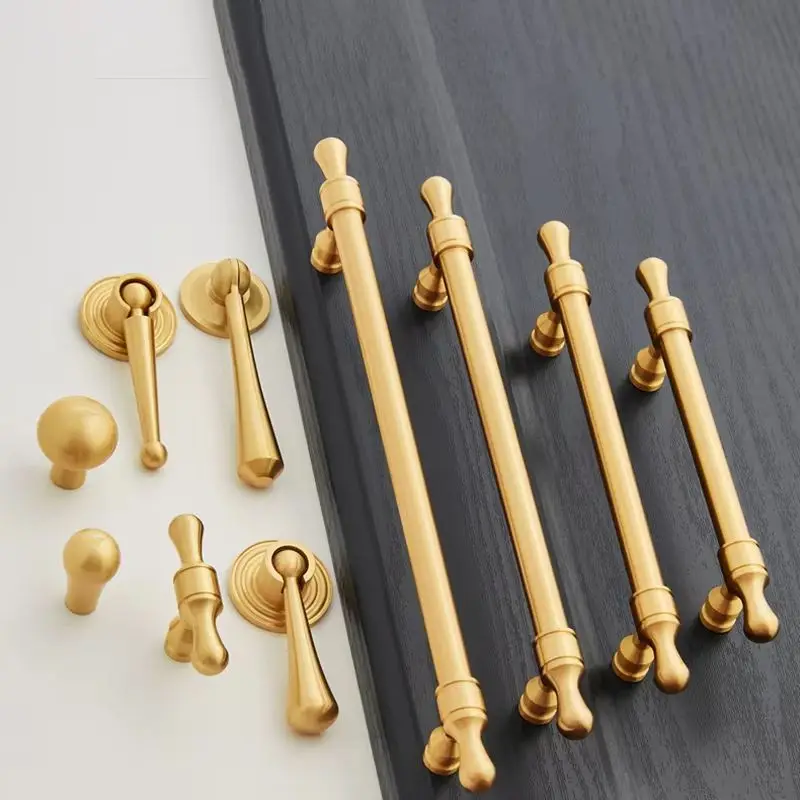 

Durable 4PCS Solid Pure Brass European Furniture Handles Drawer Pulls Cupboard Wardrobe Kitchen Shoe TV Wine Cabinet Pulls Knobs