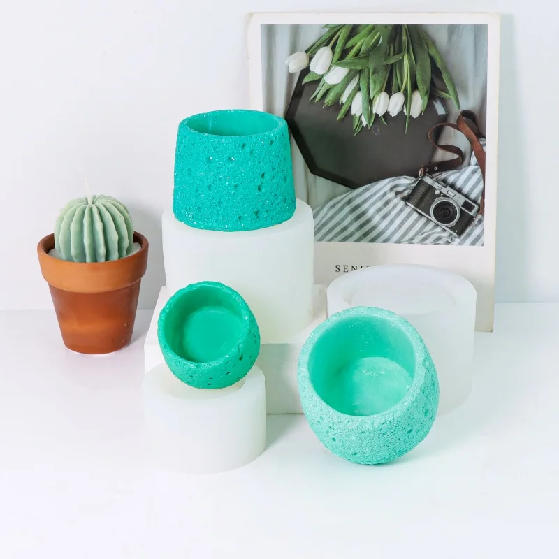 Molde 3D para maceta de hormigón, molde de resina con textura de esponja para bricolaje, textura de roca volcánica, molde para maceta de hormigón, decoración para el hogar y el jardín