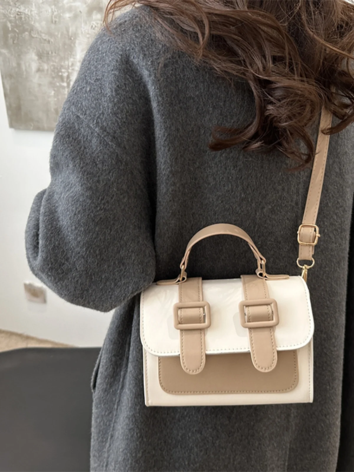 Fashionable Color Block Clutch Bag Women's 2024 New Style Handbag Shoulder Bag Crossbody Bag Soft PU Leather Pure Color