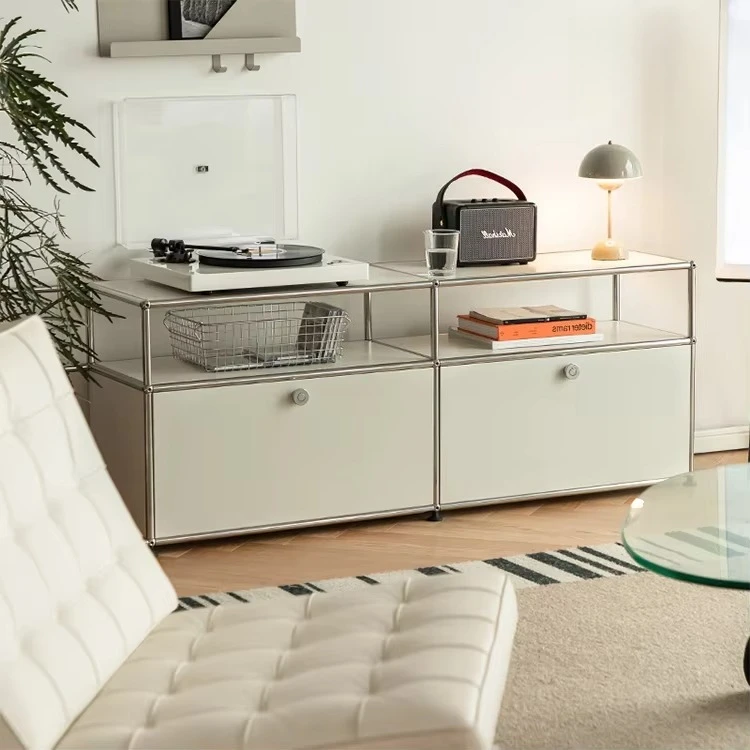 Living Room TV Cabinet Modern Stainless Steel Large Capacity Floor-to-ceiling High-end Storage Side Cabinet