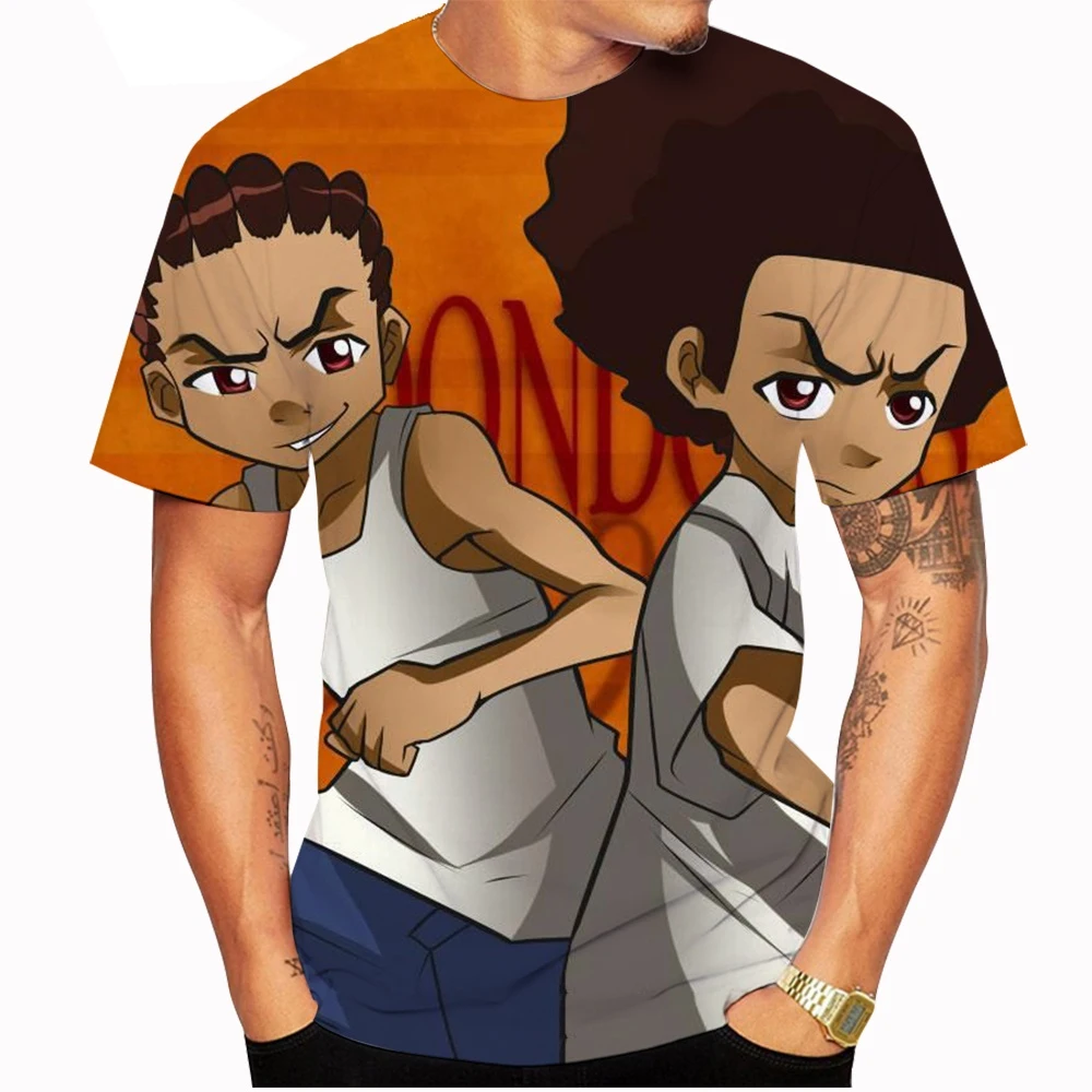 Summer new unisex fashion short-sleeved T-shirt Craig Smokey x Boondocks Huey Riley 3D printed casual T-shirt Kids Tops 100-6XL