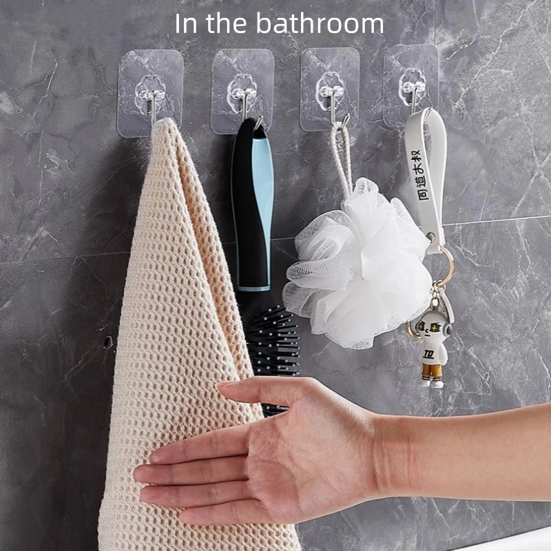 Self Adhesive Wall Hooks Heavy Duty Multi-Purpose Wall Hook Key Holder Towel Holder For Household Kitchen Bathroom Accessories