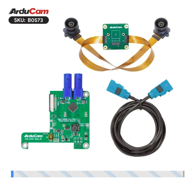 مجموعة كاميرا NVIDIA Jetson Orin Stereo - مصراع عالمي مزدوج 2.3 ميجابكسل، GMSL2 15 مترًا، ISP على متن الطائرة لرؤية الروبوتات/الآلة