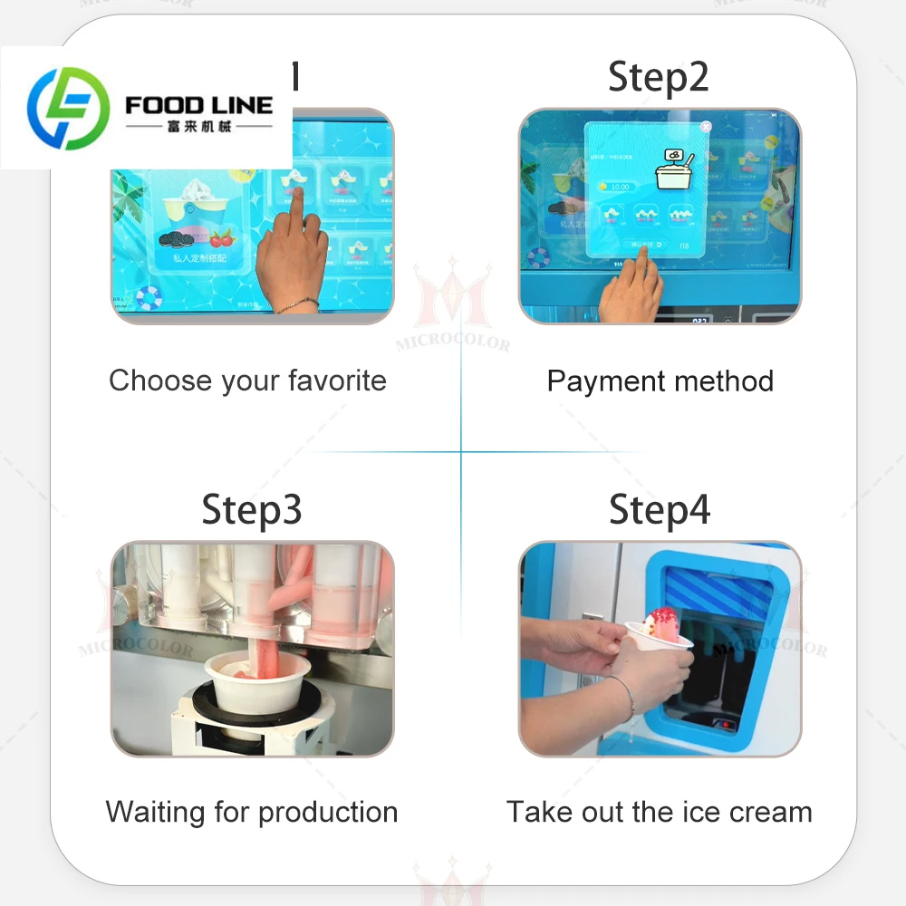 آلة بيع الآيس كريم الأوتوماتيكية التي تعمل بقطع النقود المعدنية مع نظام دفع بطاقة الائتمان