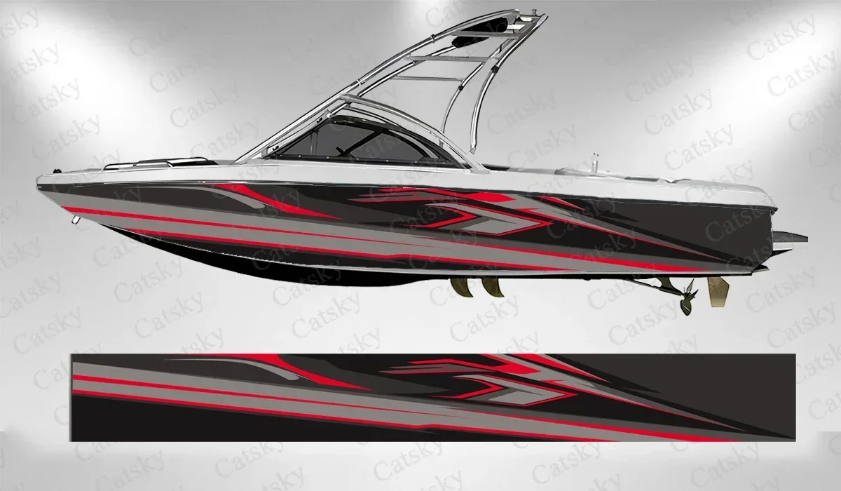 Colorful Irregular Abstract Sharp Lines Unique Boat Sticker Vinyl Ship Pontoon Deck Boat Fishing Decorative Pontoon Boats Decal