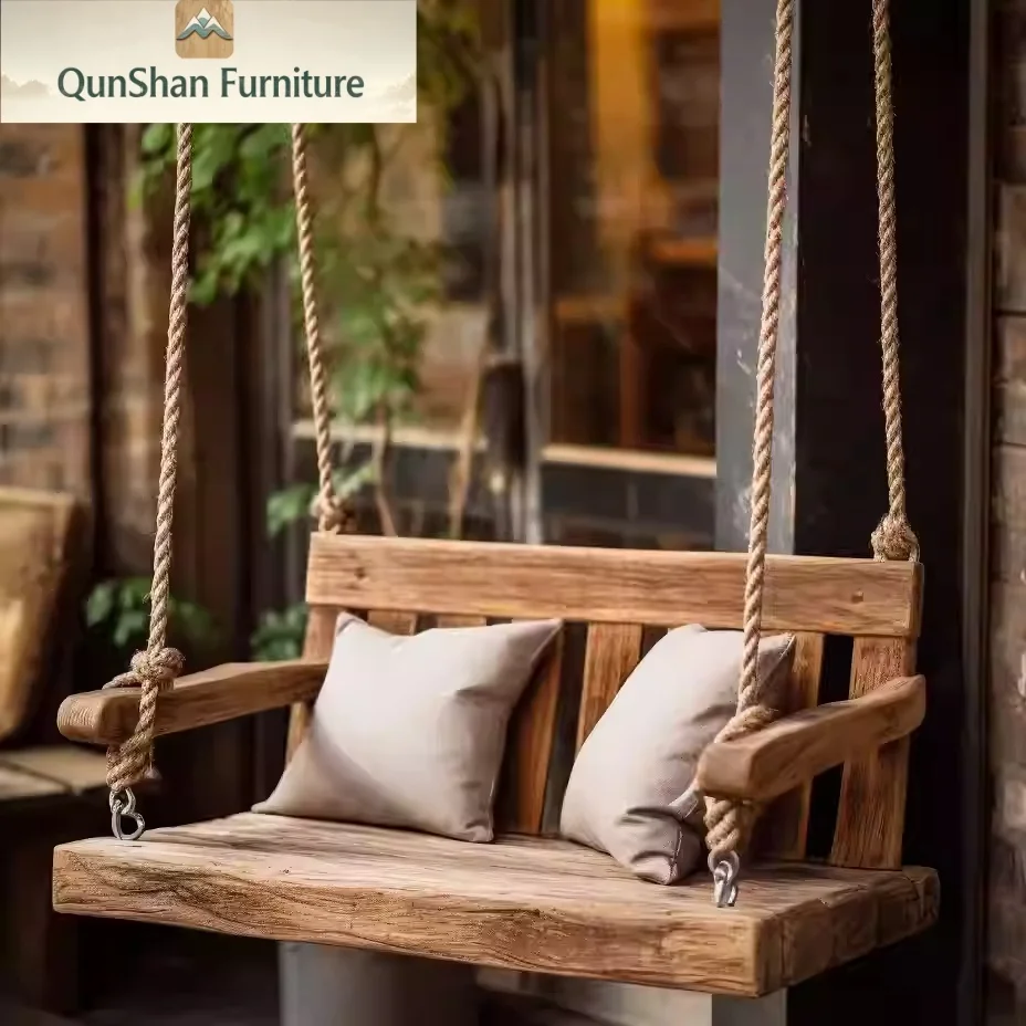 Solid Wood Artistic Design Outdoor Swing Chair-Fun and Relaxing Porch Swing