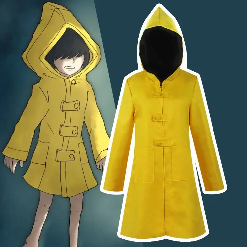 2025 New Nightmares 2 Mono Cosplay Costume Game Hungry Kids Little Six Yellow Long Jacket Coat Halloween Suit Adul AA