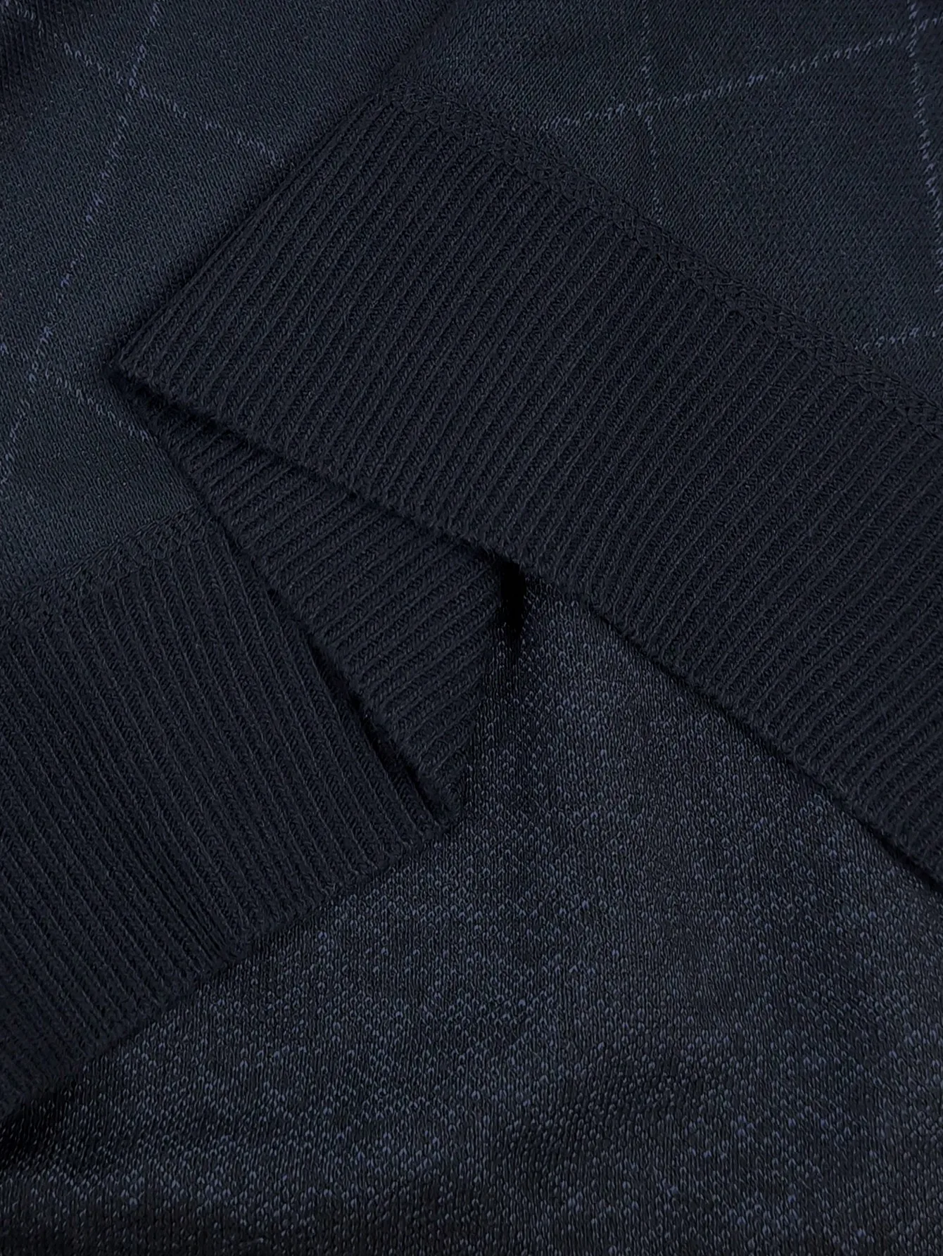 Men's Slim Fit Half-Zip Knit Sweater with Diamond Pattern, Navy Blue, Fall Winter Casual Wear