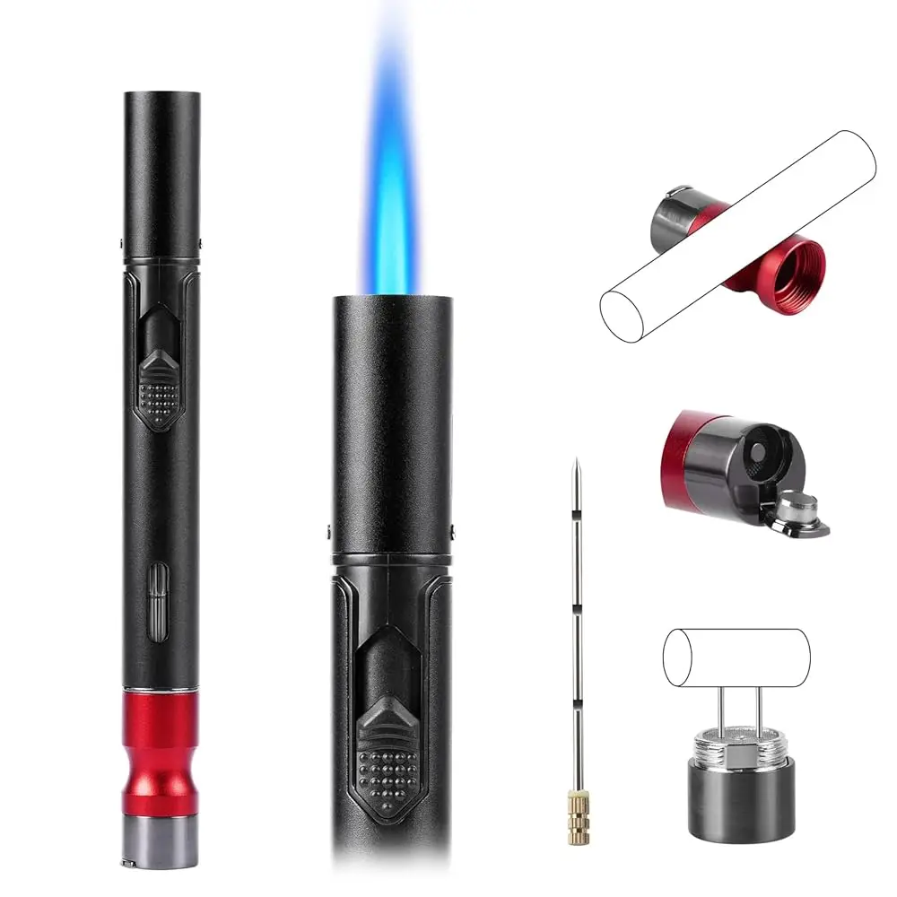 

Ailexpress Recommendation - Butane Torch Lighter, 5 in 1 Jet Flame Lighters Set with Built-in Cutter Punch, Holder Function, Dra