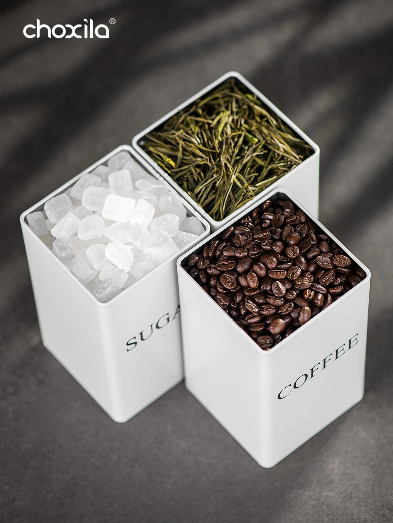 1pc/3pcs Coffee Storage Can Tea Snacks Coffee Bean Storage Canister Iron Art Display Square Grain Container