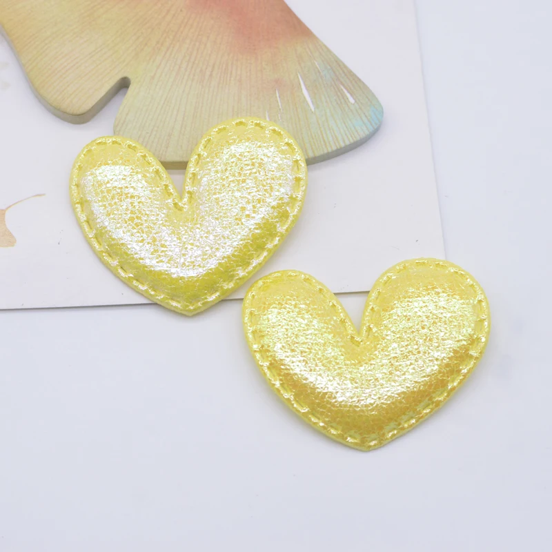 30Pcs 43*35mm Glitter Heart Applique Padded Patches for Clothes Hat Crafts Sewing Supplies DIY Headwear Hair Clips Bow Decor