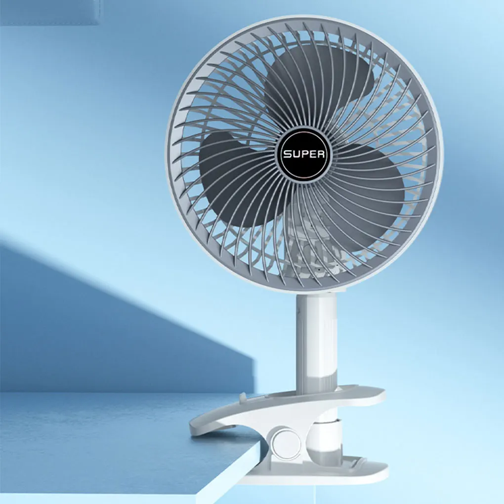 พัดลมตั้งโต๊ะแบบคลิปออน USB ชาร์จไฟได้พัดลมโต๊ะเล็กแบบพกพาหมุนได้360องศาพัดลมแบบหนีบปรับได้สำหรับหอพักนักเรียน