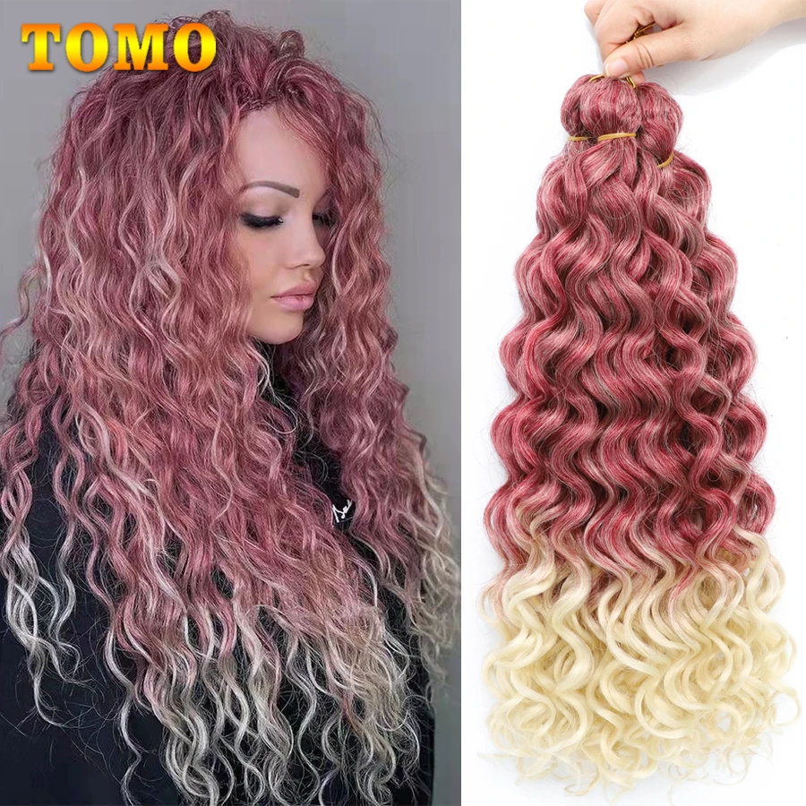 

TOMO Ocean Wave Synthetic Crochet Hair 18 24Inch Hawaii Afo Curls Ombre Freetress Water Wave Braiding Hair Extensions For Women