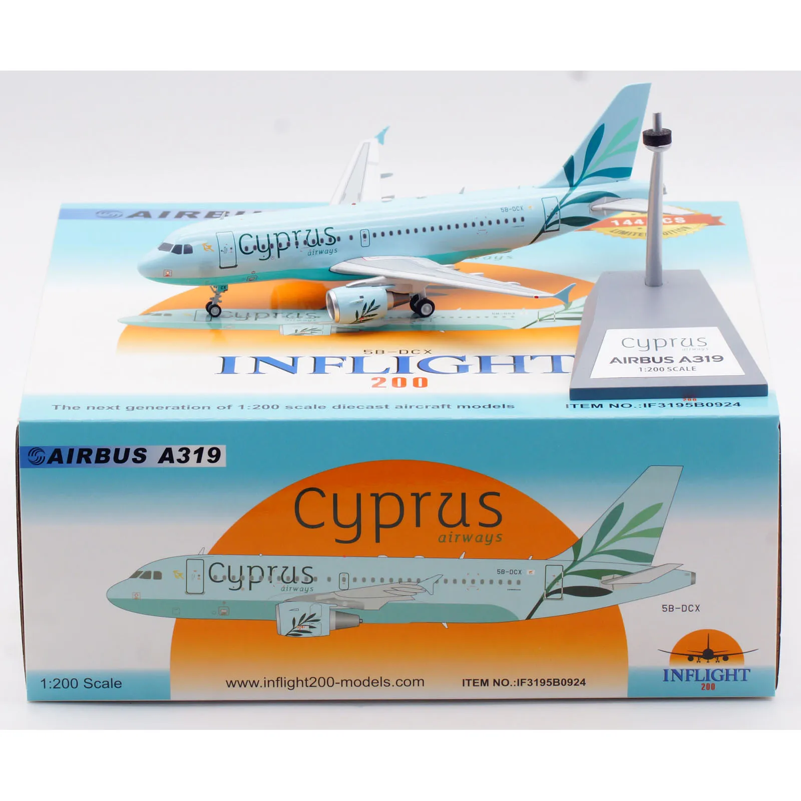 

IF3195B0924 Коллекционный самолет из сплава в подарок, INFLIGHT 1:200 Cyprus Airways Airbus A319, литая под давлением модель самолета 5B-DCX с подставкой