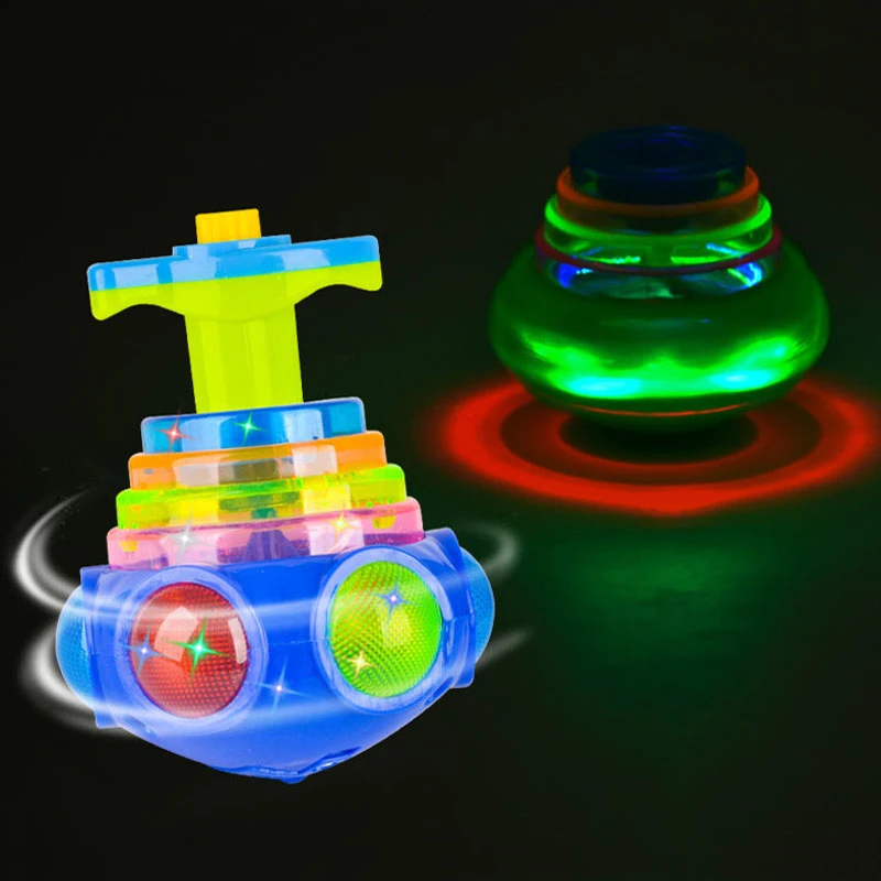 Bagged Round Luminous Toy Light Music Rotating Gyro Fidget Spinner Spinning Top Toys Random Color Children\'s Toys Kids Gifts