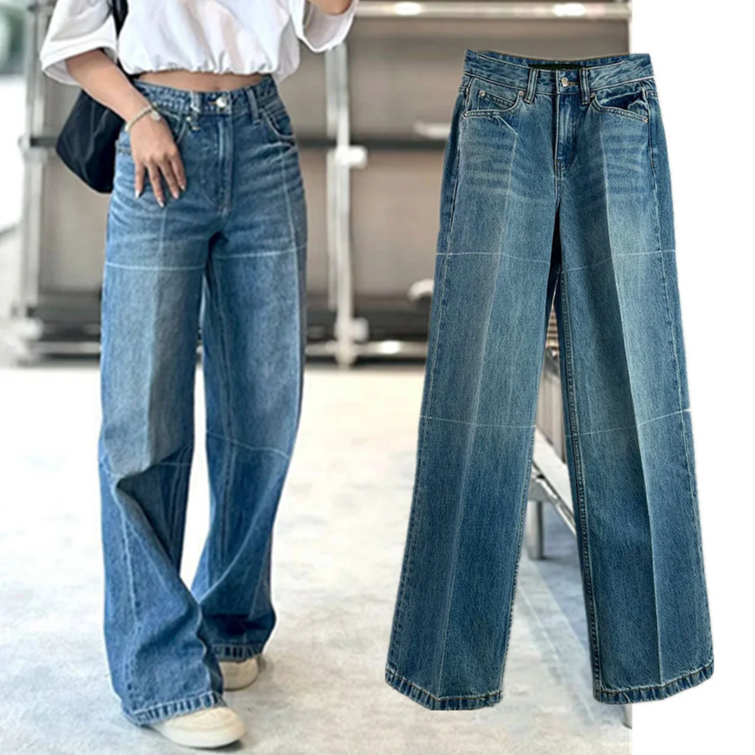 

Maxdutti Nordic Minimalist Washed Distressed Straight Leg Jeans Mom Jeans Women's Jeans Women's Denim Pants Woman Clothes