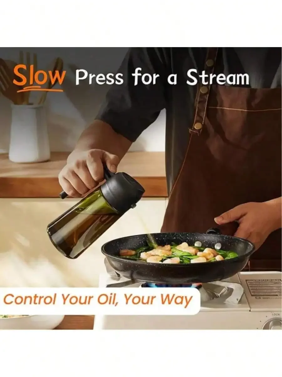 1pc Handheld Oil Sprayer, Combines Spraying And Pouring Functions, Large Capacity Olive Oil Dispenser, Suitable For Kitchen And Home Use, Can Atomize Spray, Leak-Proof, No Residue, Leak-Proof Soy Sauce And Vinegar Seasoning Bottle