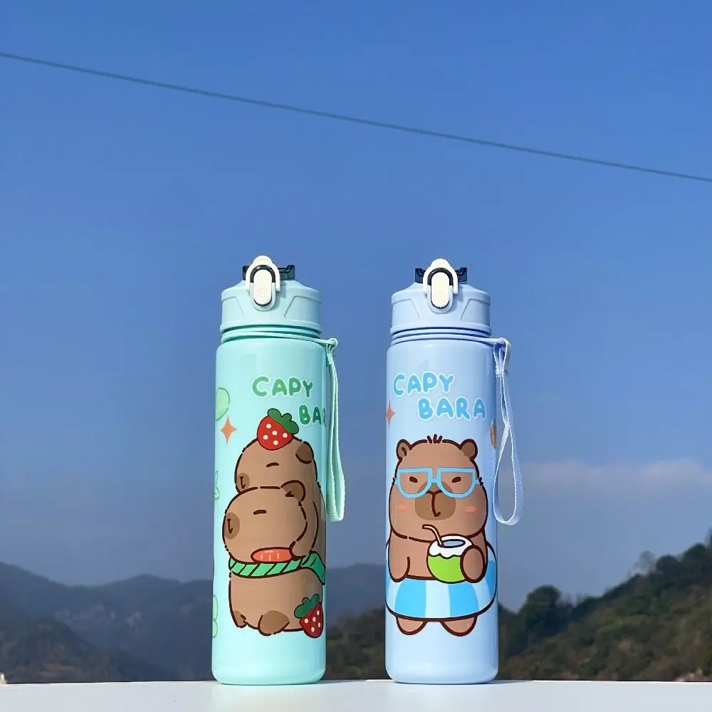 

800ml Capybara Water Bottles Cute Cartoon Transparent Plastic Cup Straw Cup Milk Cup Capybara Drinking Bottle Bubble Tea