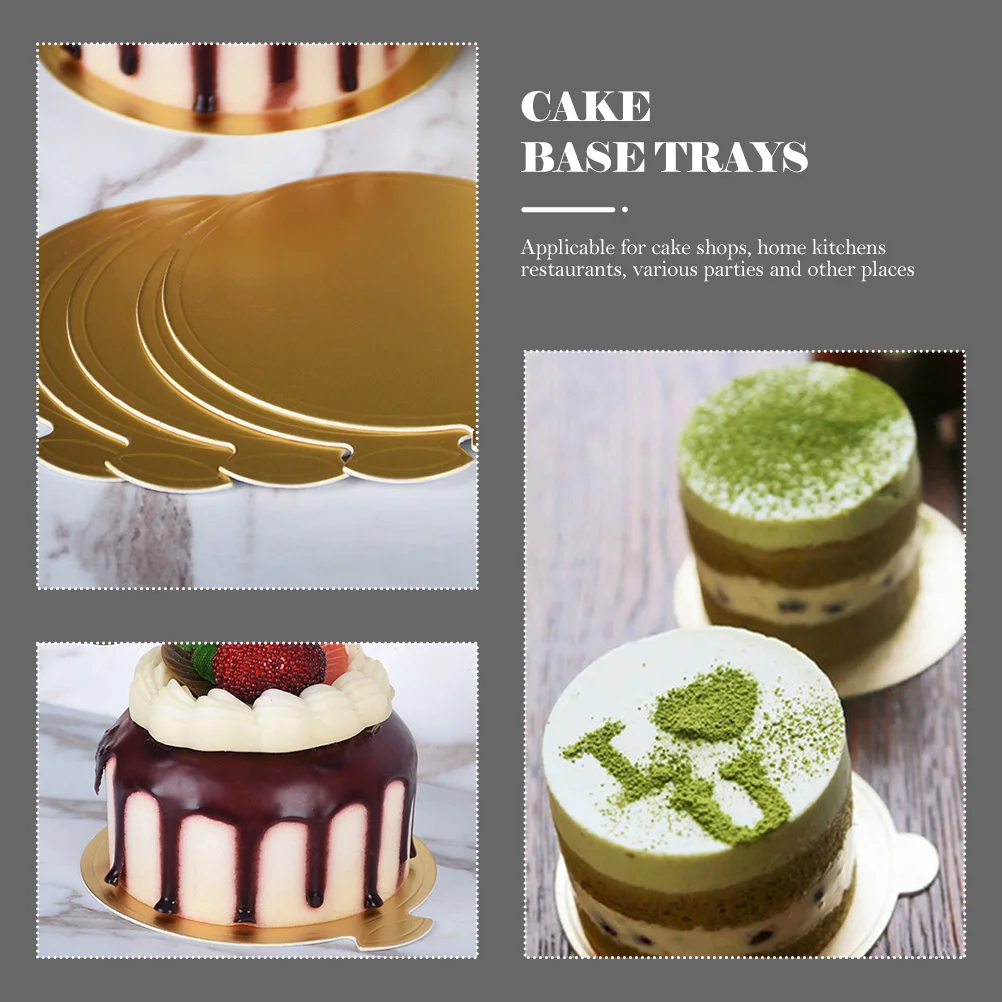 

200pcs Display Bases Golden Round Cake Boards Food Grade Paper Mousse Cake Trays Cupcake Serving Mats Baking Tools