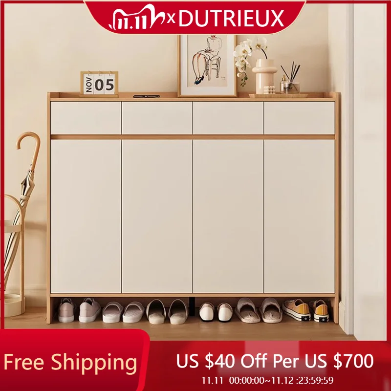 

Wooden Aesthetic Shoe Cabinet Modern Designer Luxury Save Space Storage Shoe Shelf Fashion Sapateira Chinese Style Furniture
