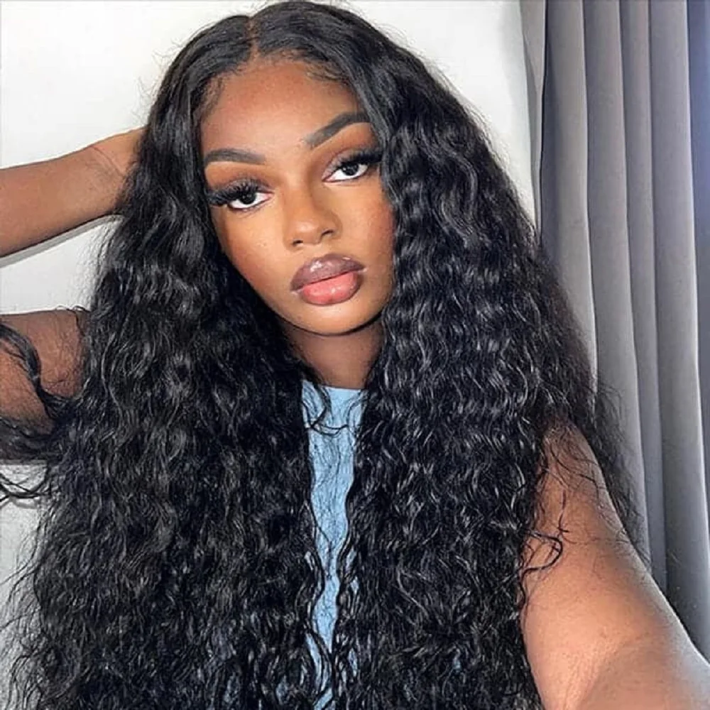

Water Wave Lace Front Wigs Human Hair 13x4 HD Lace Front Wigs Pre Plucked Bleached Knots 200% Density Curl Hair Wigs Human Hair