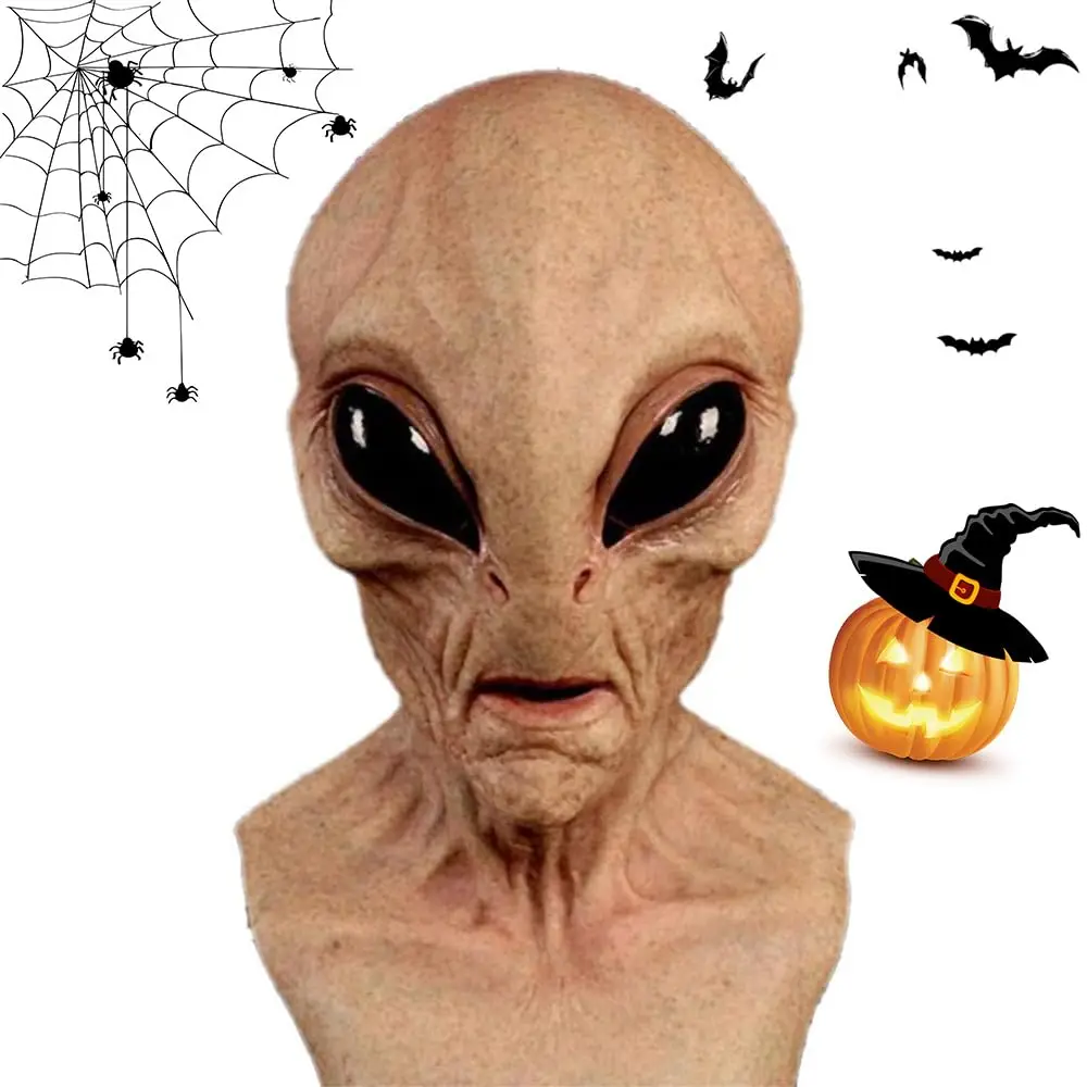 

Alien Funny Mask, 2024 Latex Full Head Realistic Masks Halloween Skull Latex Skeleton Fancy Mask for Men Women Costume Party