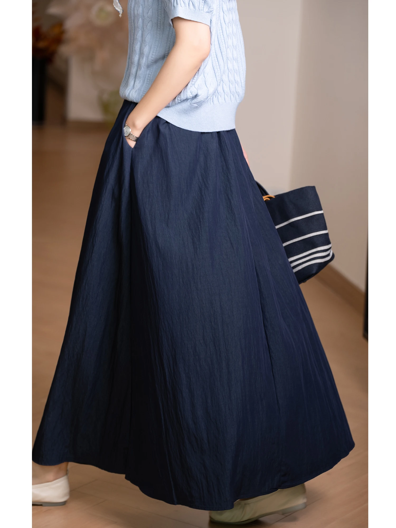 

Юбка-макси с эффектом похудения, из хлопковой ткани, свободного кроя, женская, модная, универсальная.