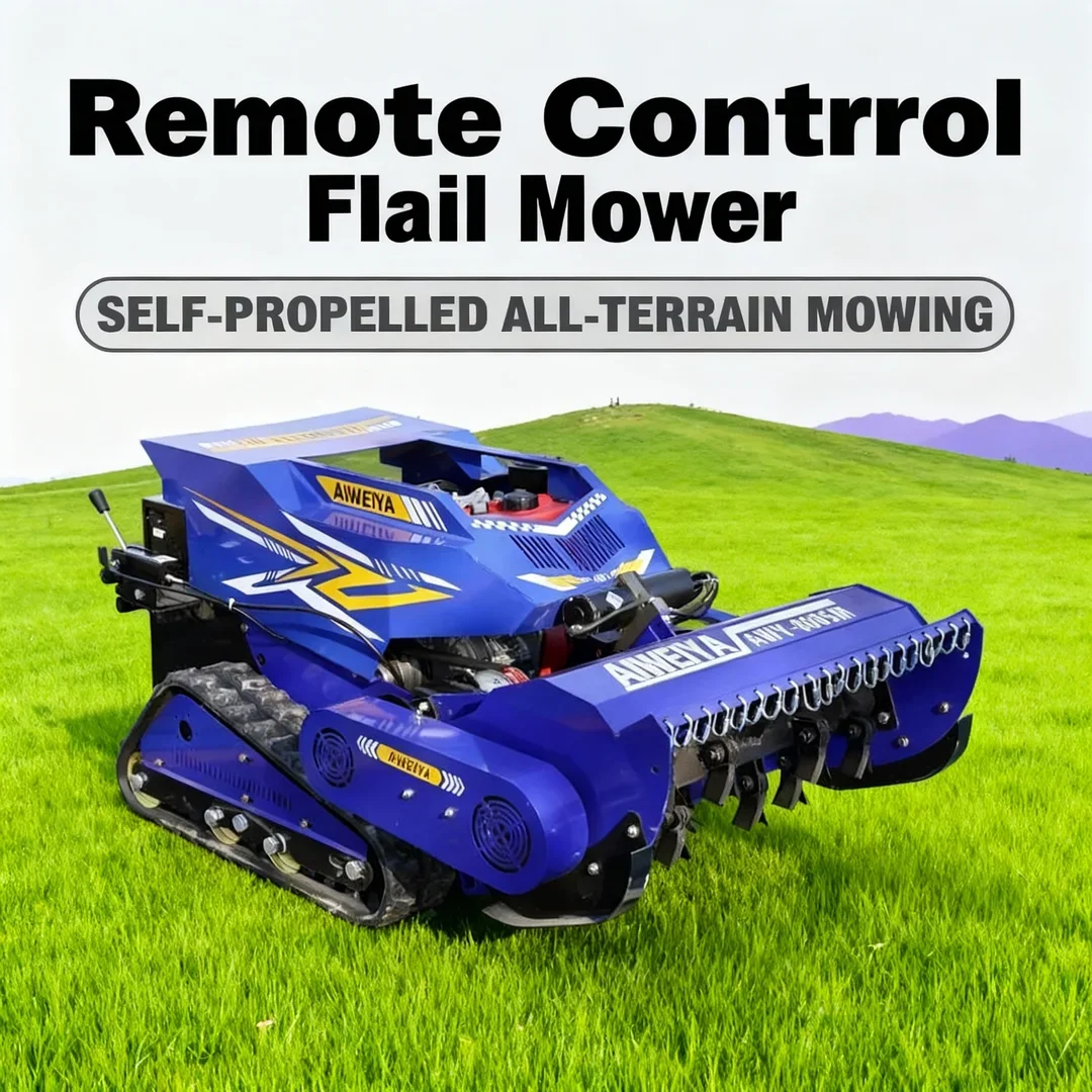 Customized High Quality Flail Lawn Mower - Hot-Selling Agriculture Remote Control Robot with All Terrain Rubber Tracks