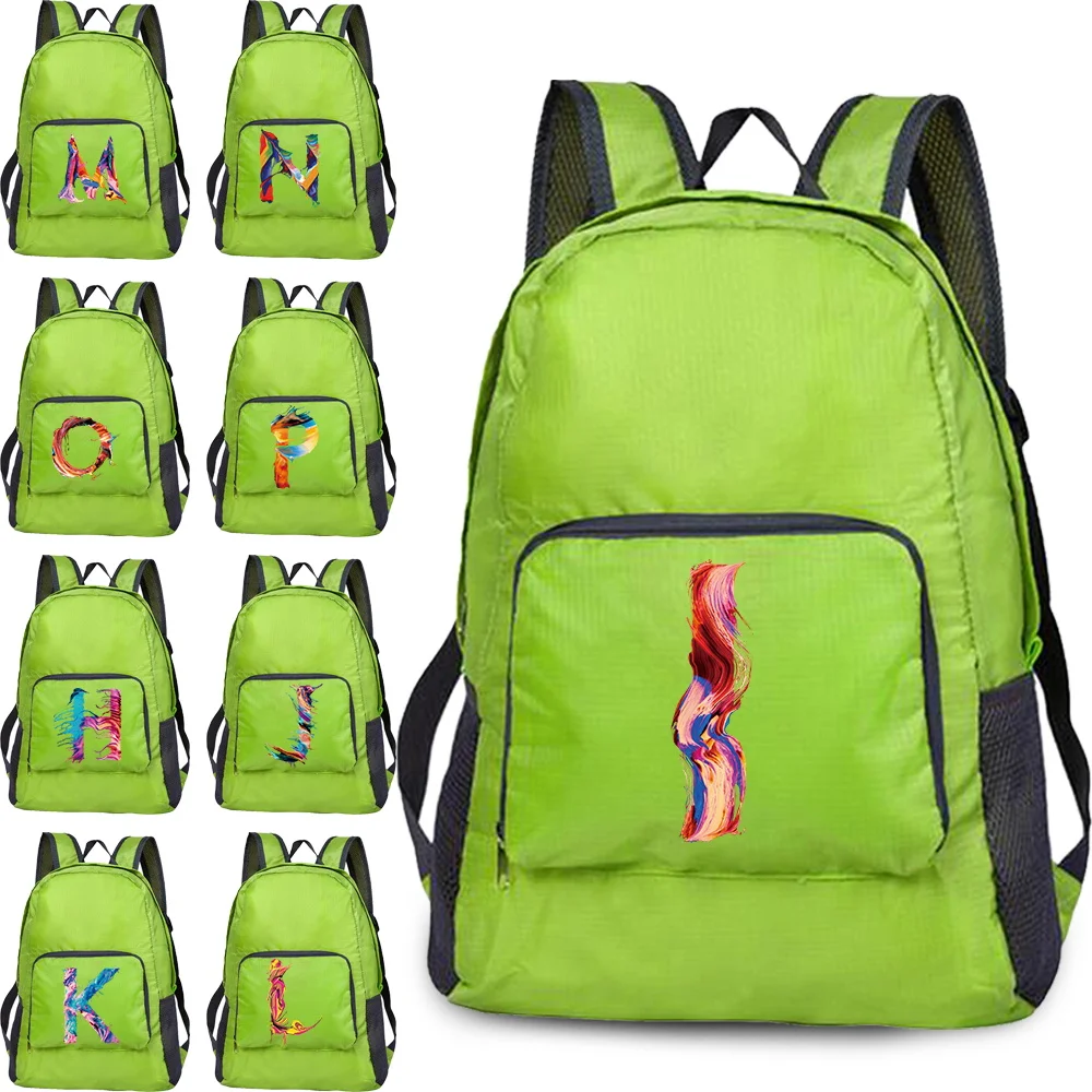 

Foldable Portable Backpack Large Capacity Lightweight Outdoor Climbing Cycling Travel Knapsack Paint Letter Printing Series