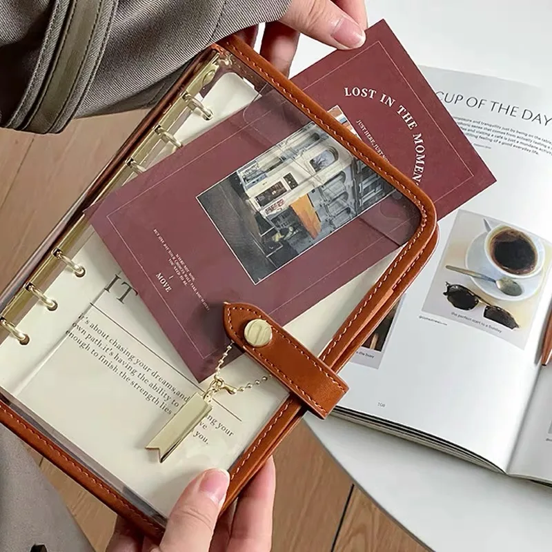 A5/A7 Korean transparent loose-leaf Notebook Travel business planner Notepad Binder Journal Planner Carry around Office Diary