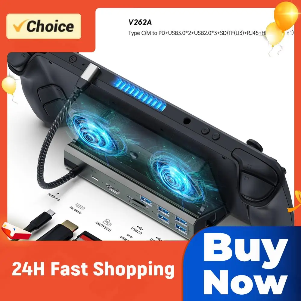 

Dock Console Hub 4K 60Hz TV Base Stand HDMI-Compatible Dock Stand Gigabit Ethernet 1000Mbps Type C USB 3.0 2.0 for ROG Ally Game