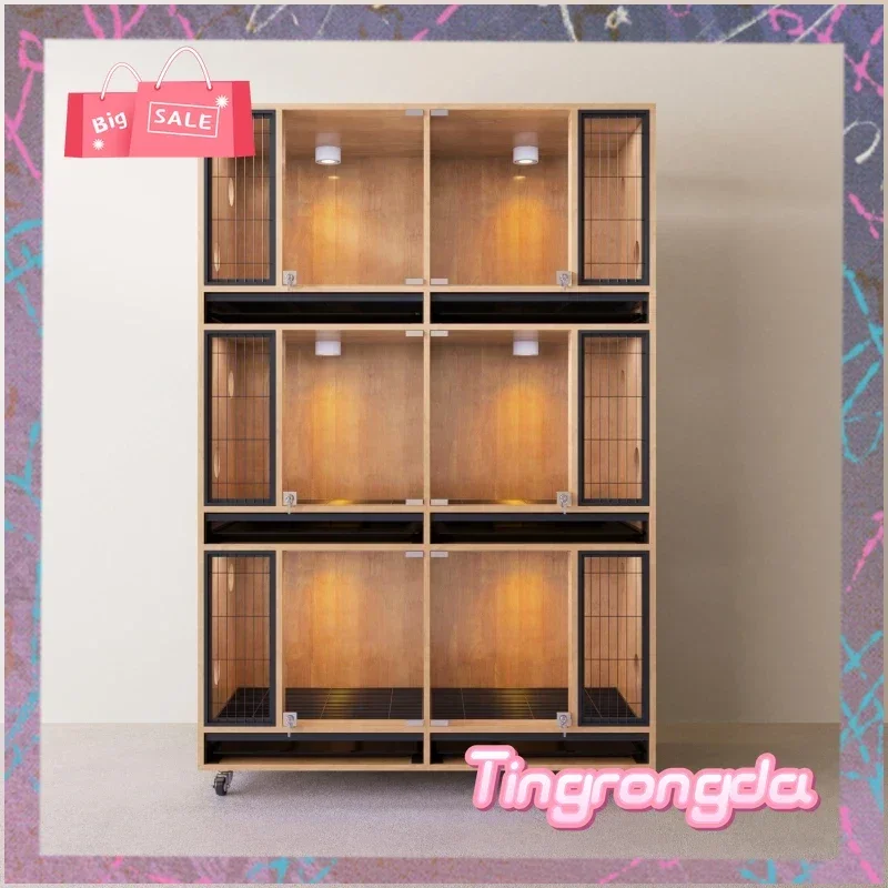 

Y Dog cage solid wood display cabinet small medium and large dog