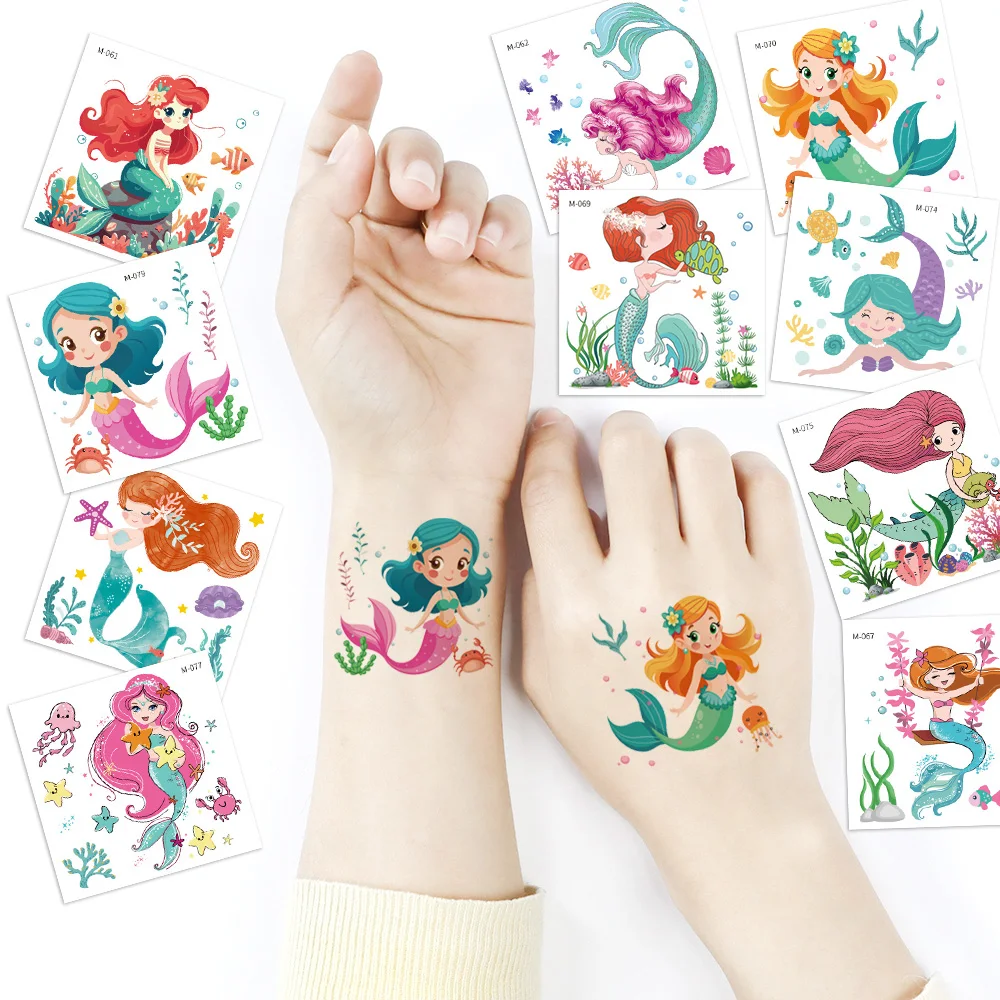 20 Sheets Mermaid Temporary Tattoos, Seaside Beach Mermaid Party Favors, Ideal for Slumber & Birthday Party Supplies Decorations