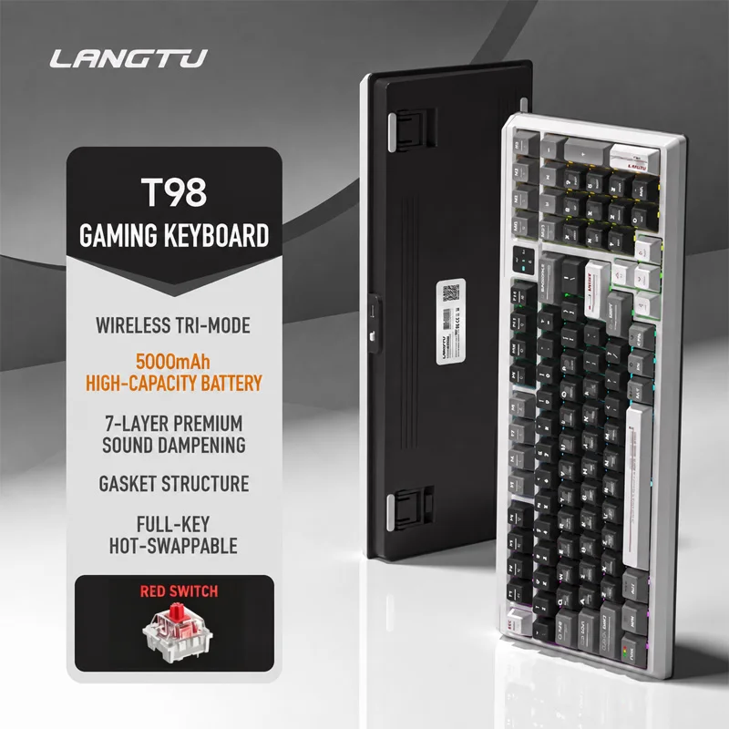 Langtu T98 Tri Mode RGB Custom Silent Mechanical Keyboard Mouse Combo, Bluetooth 2.4G Wired for Gaming Office Laptop PC - view 5