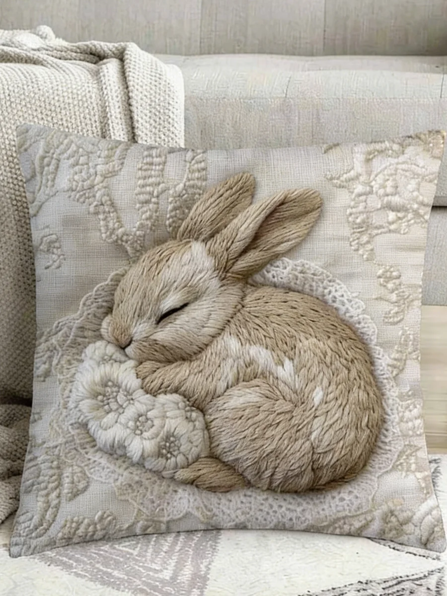 45cm Short Plush Smiling Donkey Pillowcase Cartoon Rabbit Sofa Cushion Cover Home Decorative Bed Pillow Case Bed Favor