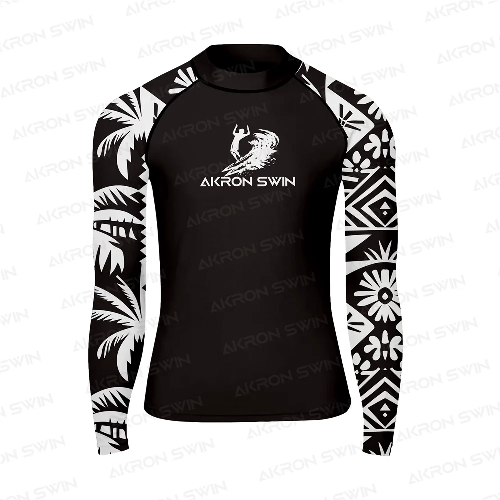 Men Swimsuit T-shirt Beach UV Protection Swimwear Rash Guard Long Sleeve Surfing Diving Swimsuit Surf T-shirt Rashguar UPF 50