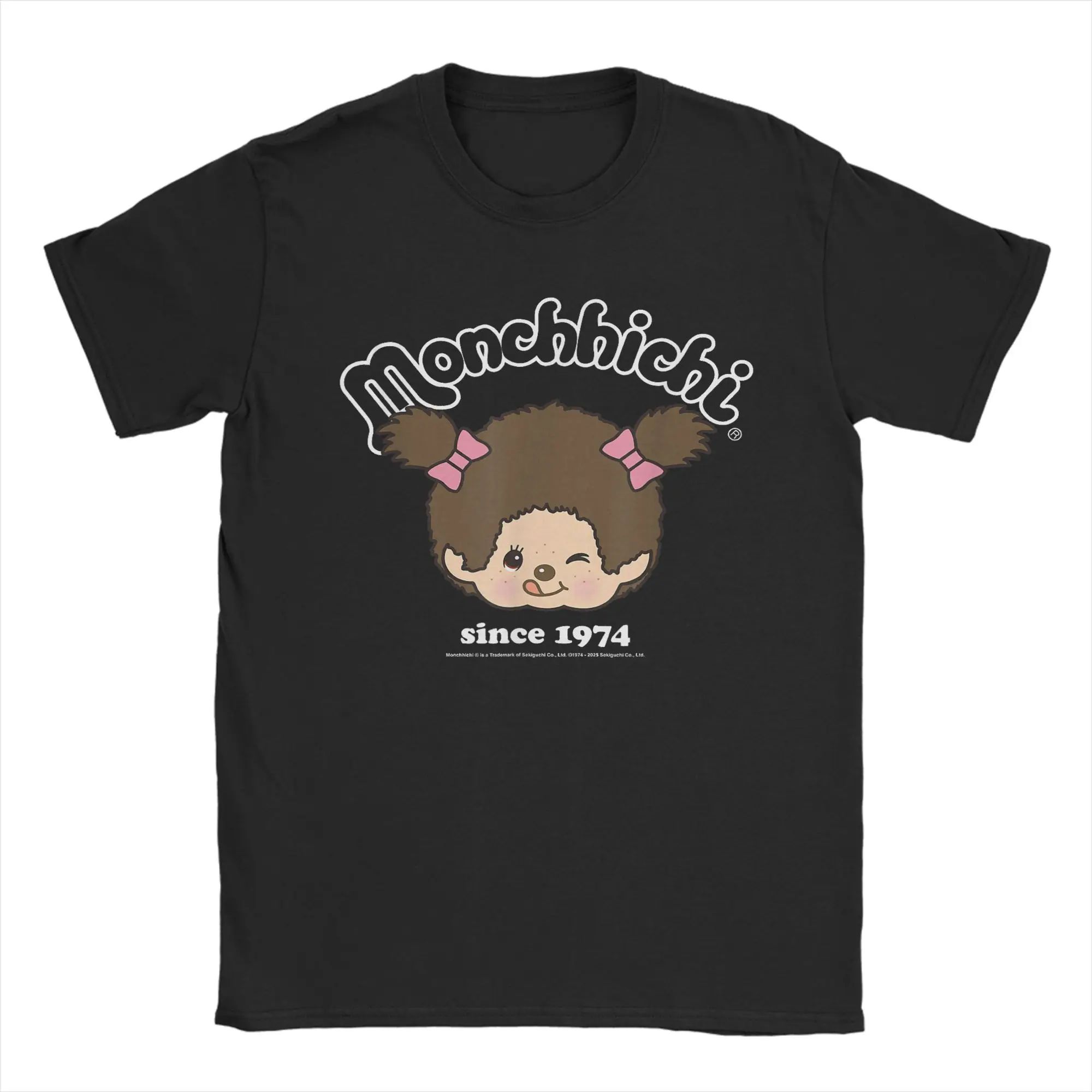 Men's Monchhichi Since 1974 Happy Little Fluffy Girl T Shirts  Pure Cotton Clothing Vintage Short Sleeve Crew Neck Tees  T-Shirt