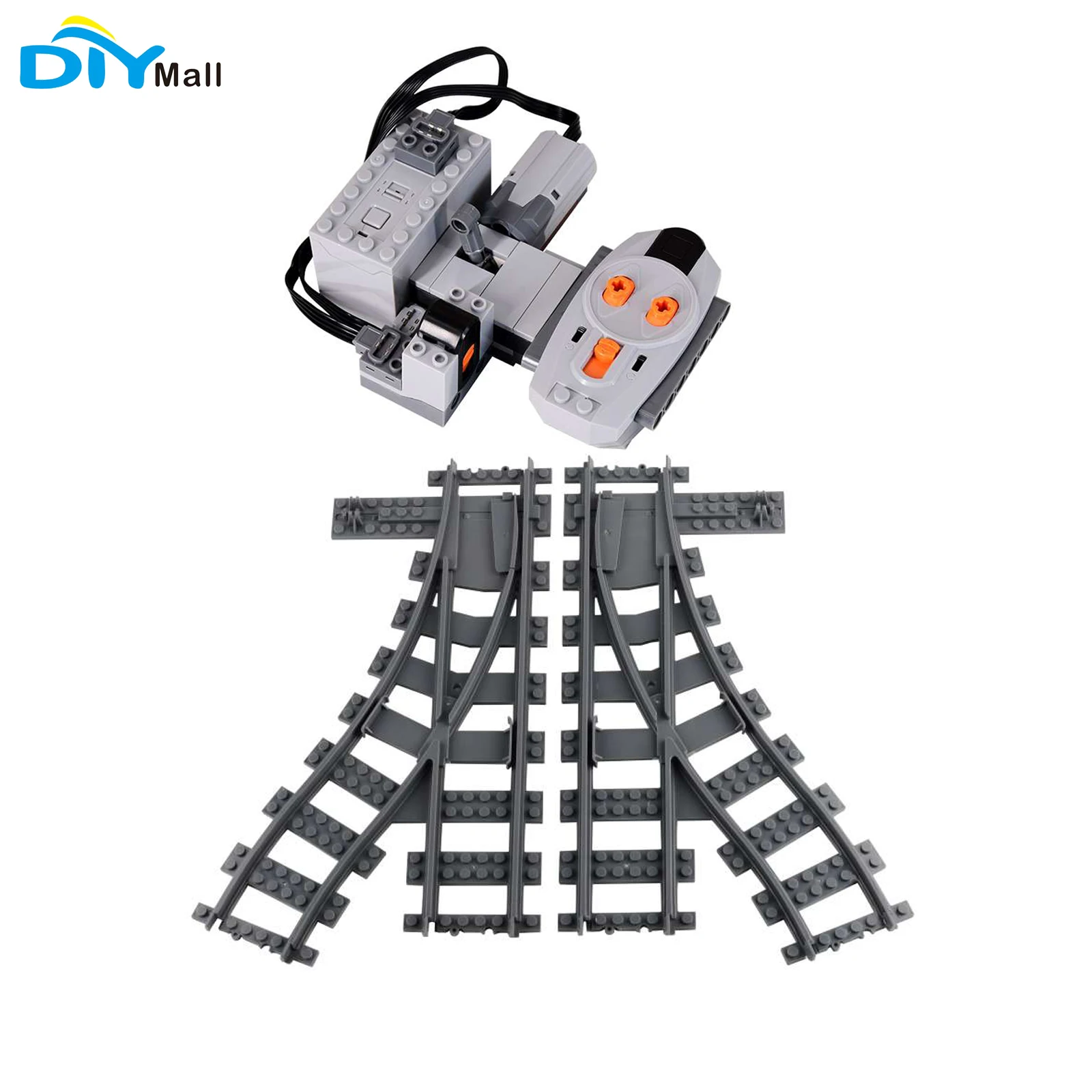 

City Train Bifurcated Rail Tracks Remote Control Switch Left Right Track MOC Building Blocks Forked Flexible Railway Set