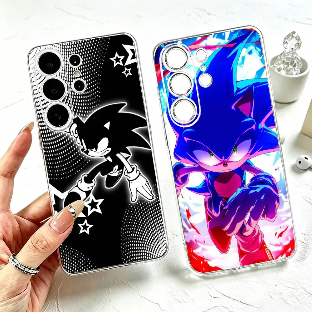 C-Cartoon Sonic the Hedgehog  Phone Case Transparent Silicone Soft For Samsung S25,S24,S21,S22,S23,S30,Ultra,S20,Plus,Fe