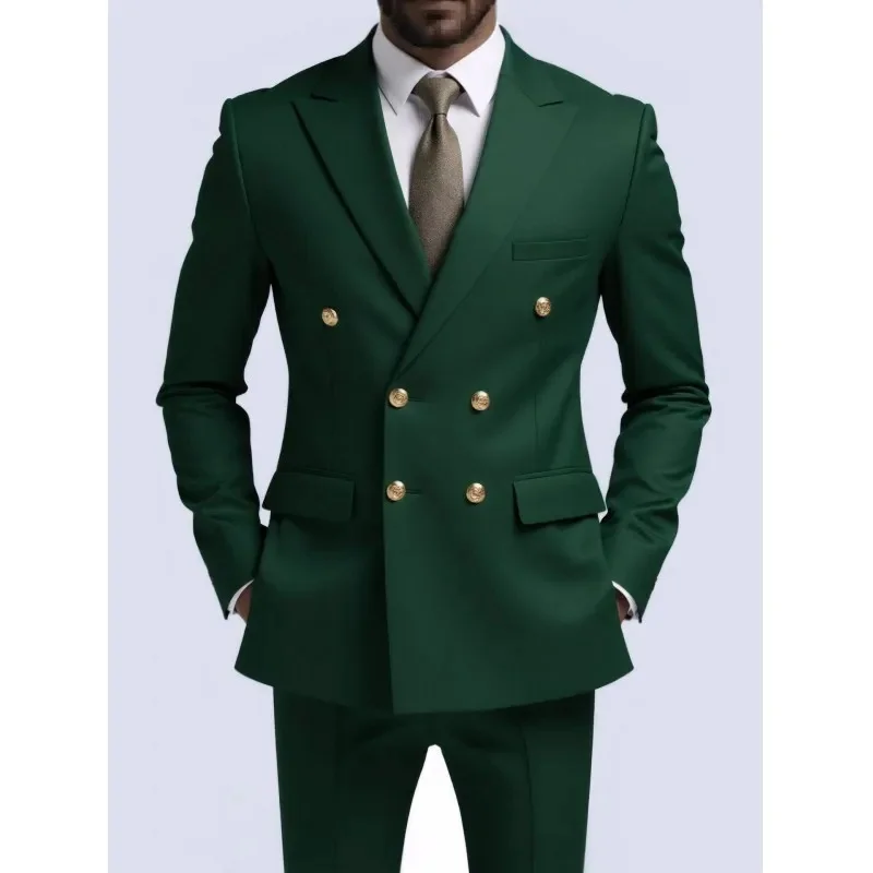 Veste de costume décontractée à Double boutonnage pour hommes, coupe cintrée, qualité formelle d'aff
