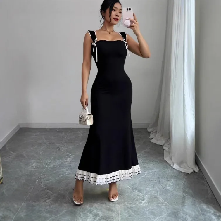 Ele 슬리밍 여름 Dr 섹시한 레이스 oulder 스트랩 여성 Faion 캐주얼 폴리 에스터 소재 H-Sle 가운 여성용