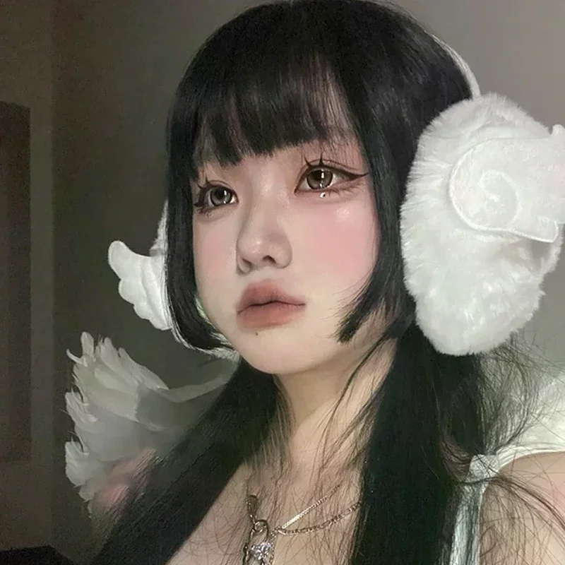 Y2K Angel Wing Weiche Plüsch Ohr Wärmer Winter Ohrenschützer Für Frauen Outdoor Earflap Schutz Ohr Abdeckung