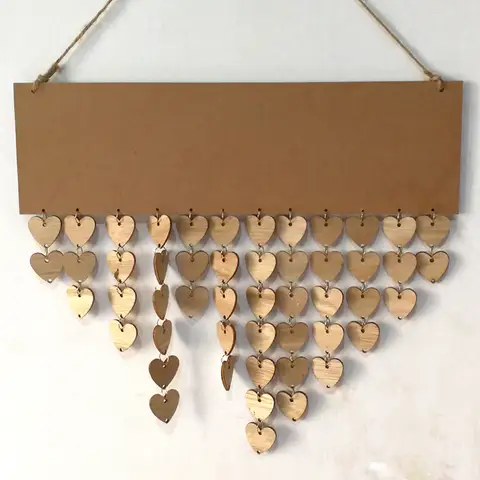 Family Celebrations Wooden Birthday Calendar Colorful Hanging Plaque Board 1 Plaque 1 Rope 50 Heart Discs DIY Family Reminder