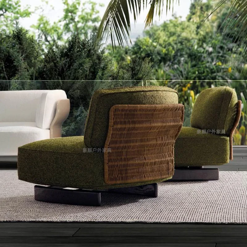 Outdoor Sofa Outdoor Sofa Set Made Of Fiberglass And Woven Rattan, High-End Patio Furniture A Sense Of Living Aesthetics