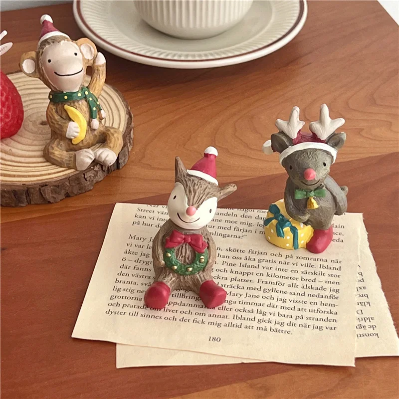 Weihnachts-Miniaturfiguren aus Kunstharz, Ornamente für den Weihnachtsbaum, Hirsch, Elch, Schneemann, Tier, Mikrolandschafts-Ornamente, Weihnachtsdekoration – Detail 11