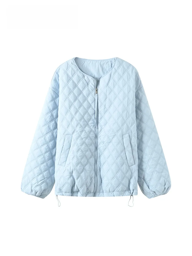 

Loose Diamond Pattern ort Jaet Women's plus Size Long Sve Cotton Top Warm Spring Outerwear Comfortable Fitting Coat