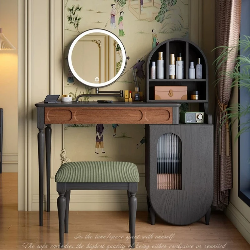 Bedroom Vintage Dressing Table Storage Bedside Wooden Cabinet Dressing Table Mirror Space Saving Penteadeira Furniture Home