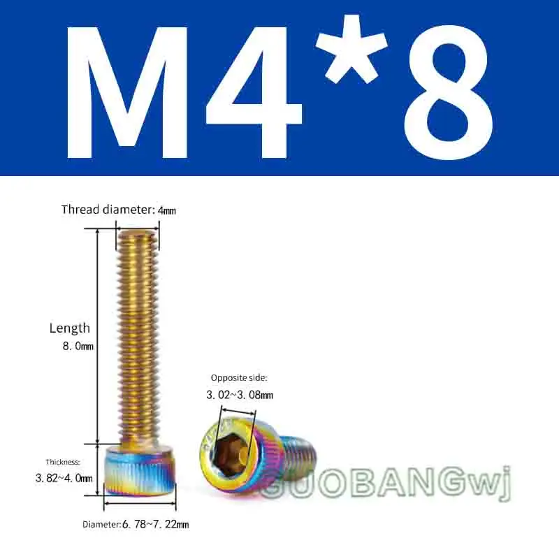 Stainless Steel Cup Head Hex Socket Colorful Screws, Universal Modification Bolts for Fixing Motorcycle Fuel Tank Caps